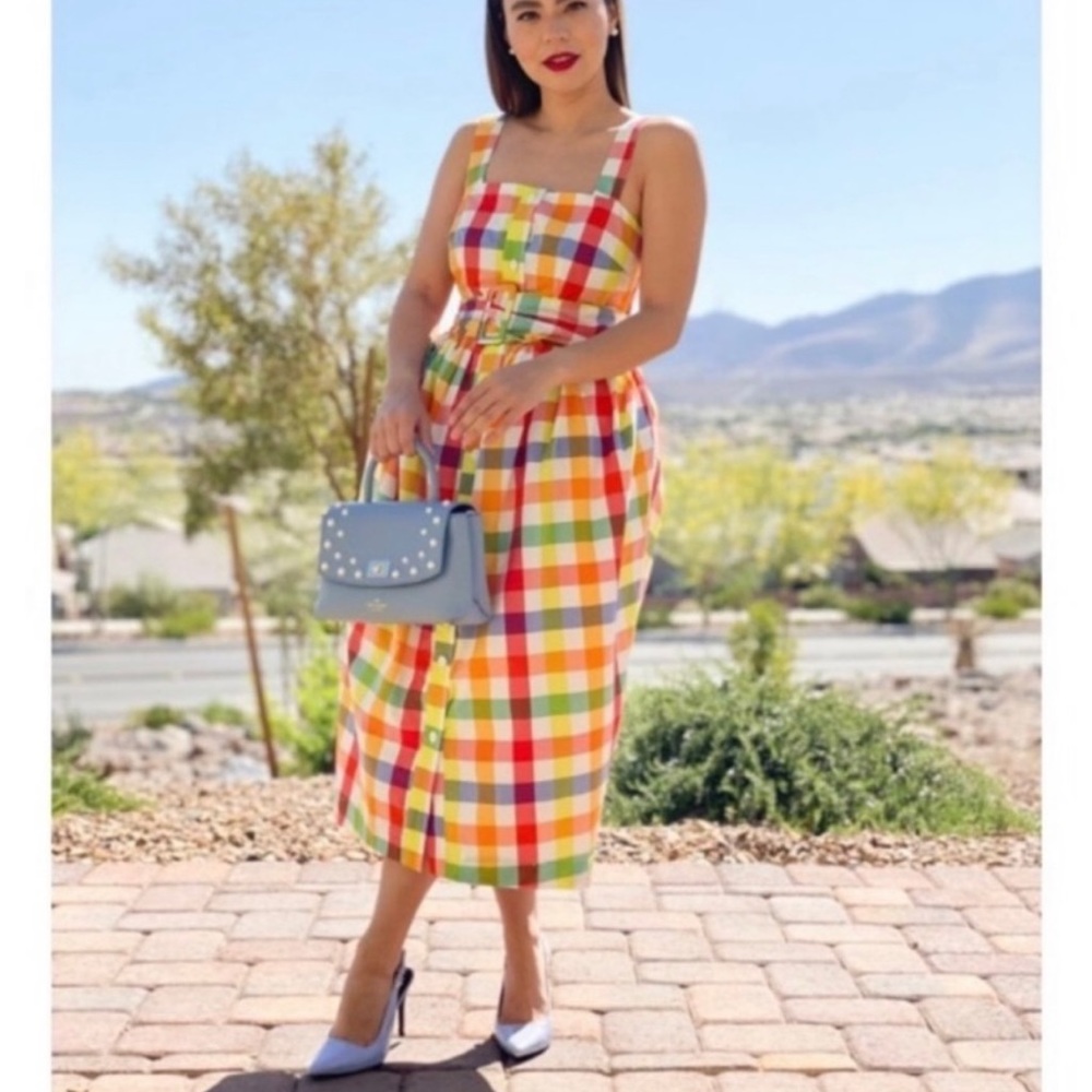 Christopher John Rogers X Target multi color plaid midi dress size 8
